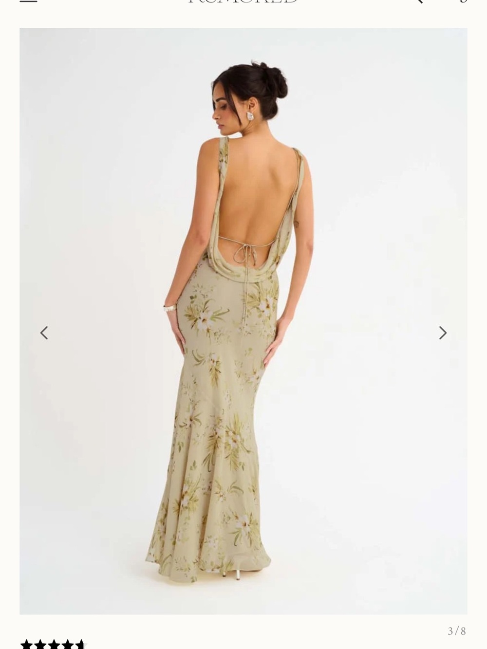 Rumored Sage Green Floral Backless Maxi Dress